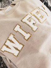 Load image into Gallery viewer, WIFEY CHENILLE SWEATSHIRT - tan/white
